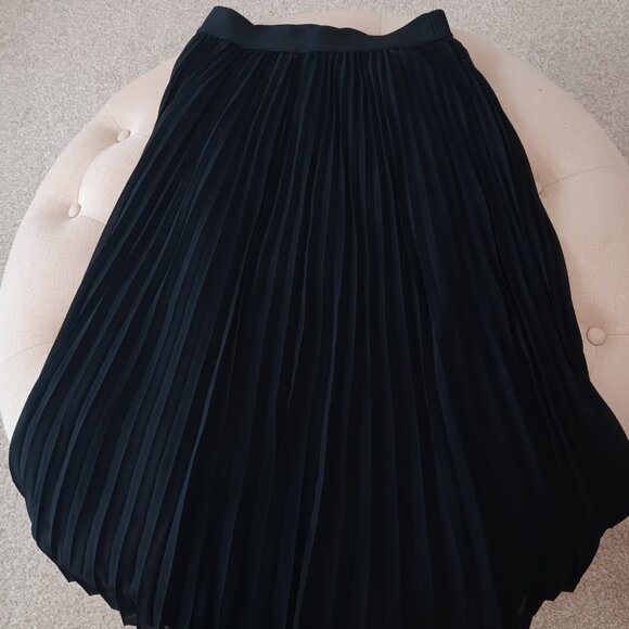 Womans Quince Chiffon Pleated Midi Skirt / Black / Size S - Picture 2 of 8